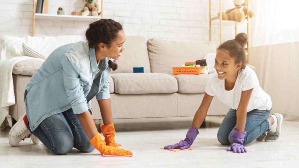 Two Girls Cleaning