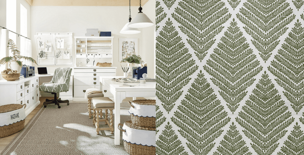 Emmeline Ivy woven pattern botanical fabric at Ballard Designs Crypton Home performance textiles