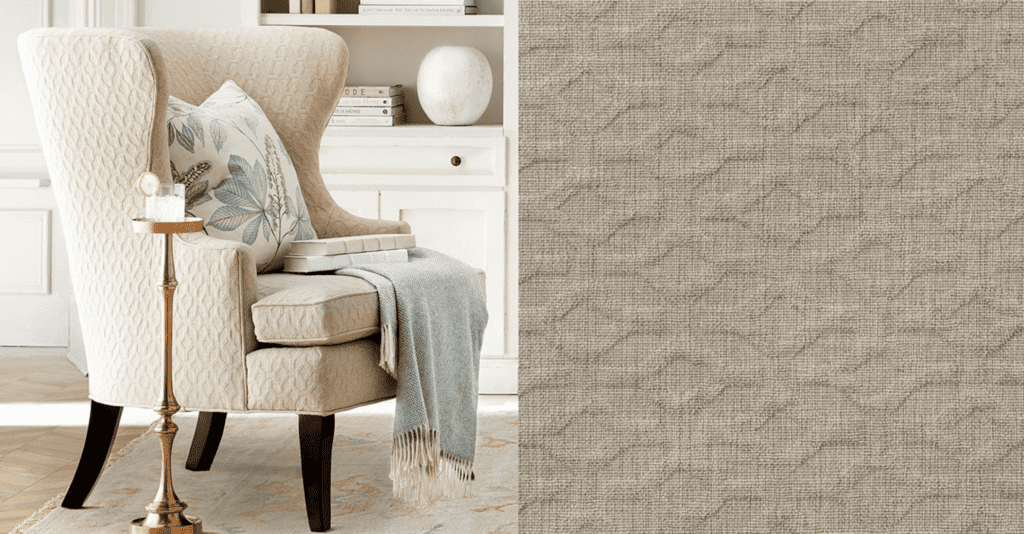 Ballard Designs woven textured Crypton Home fabric in oatmeal high low weave