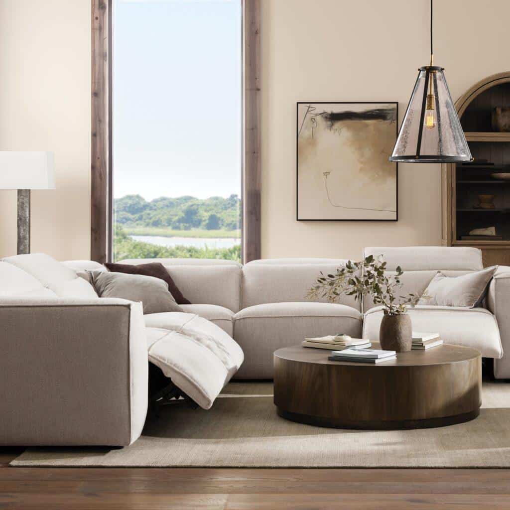 Arhaus Coburn Sectional Crypton Nomad fabric reclining sofa
