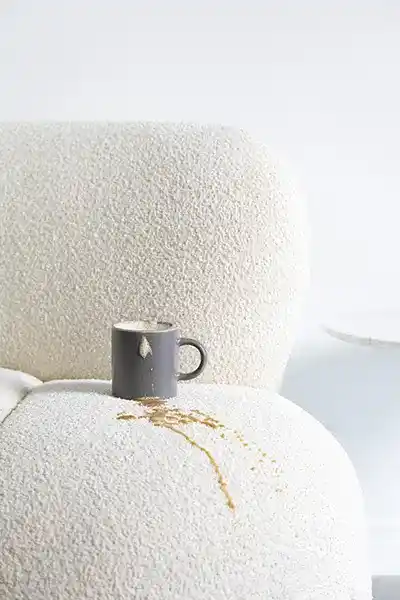 What is performance fabric explained. Close up spill shot how our upholstery fabrics work