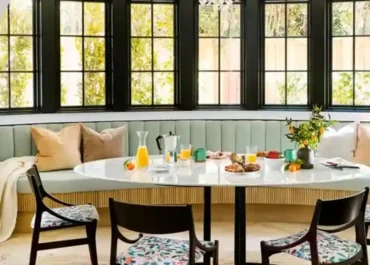 Banquette seating with stain resistant fabric