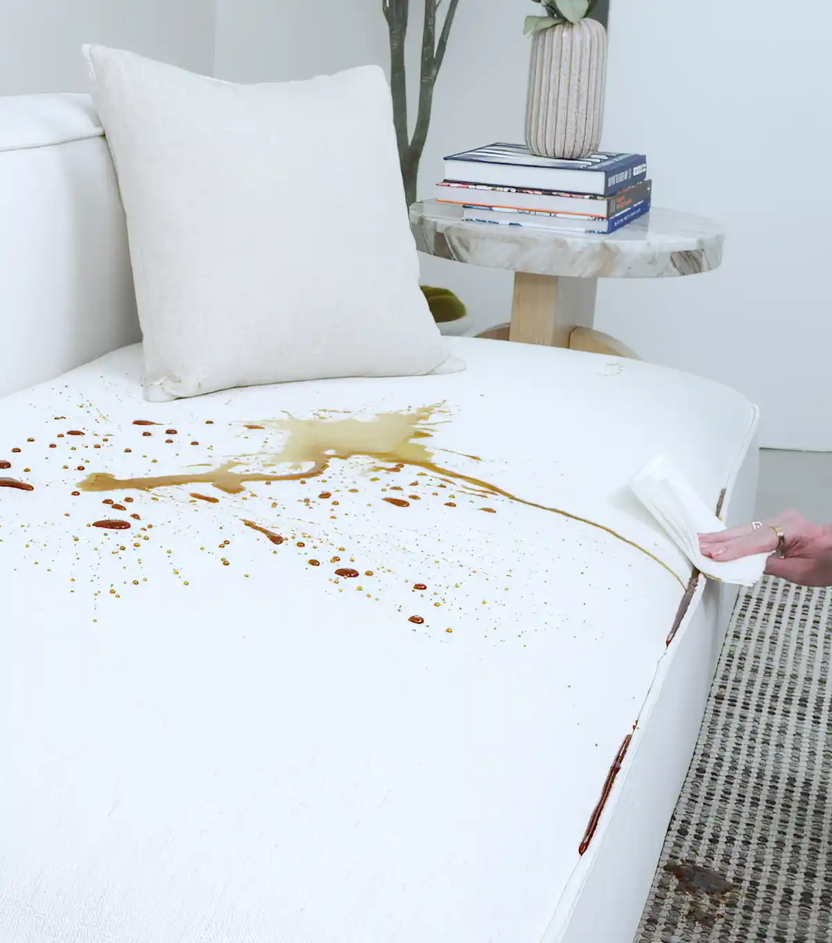 Big mess liquid spill on which couch. When to call a professional cleaning service.