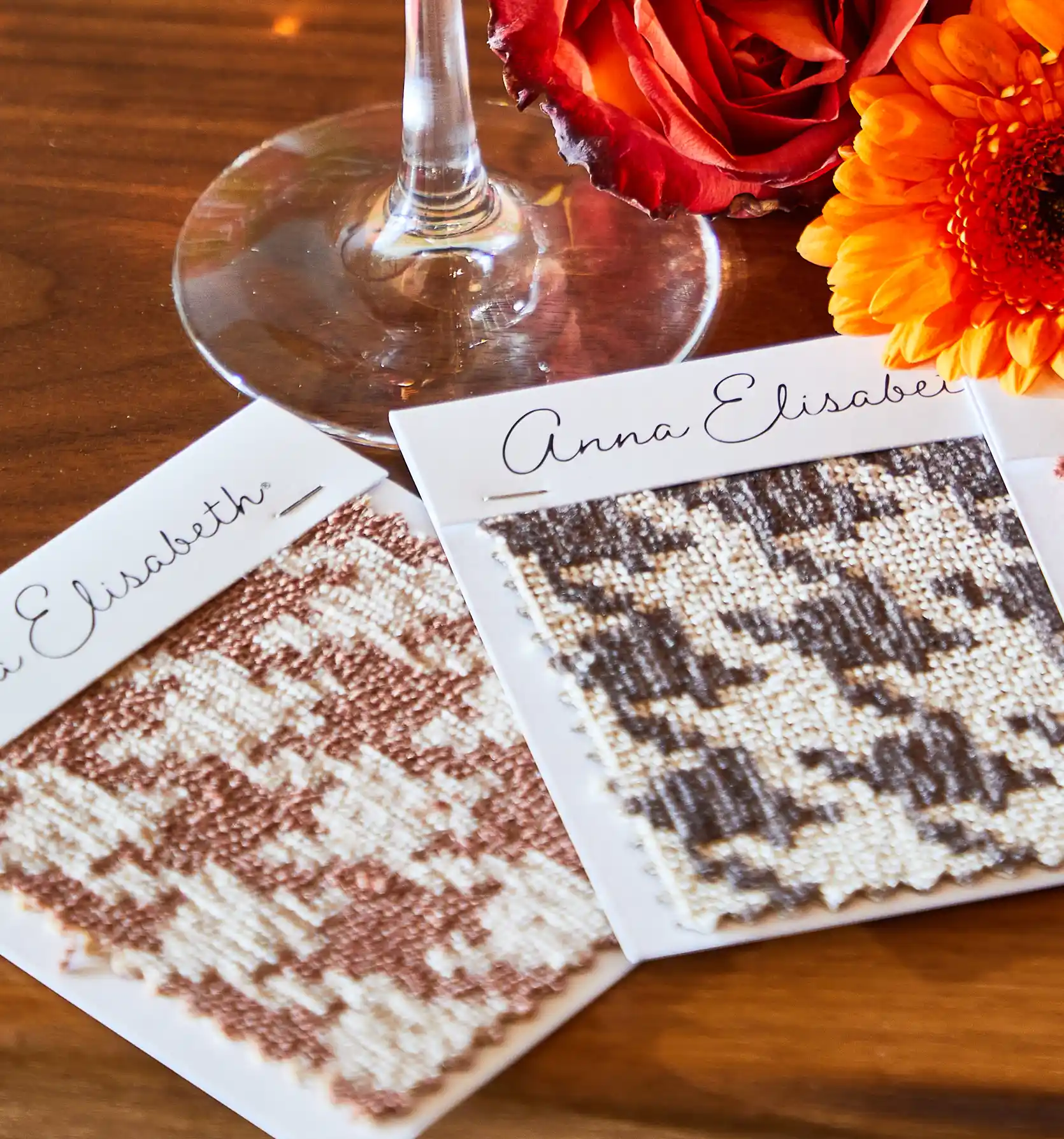 new houndstooth pattern performance fabric swatches from Crypton and Anna Elizabeth