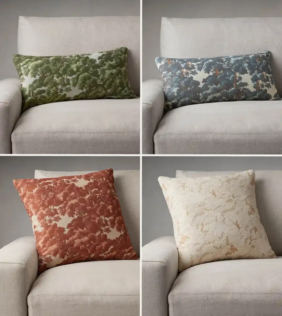 Oaks pillow cushions come in four different color floral designs