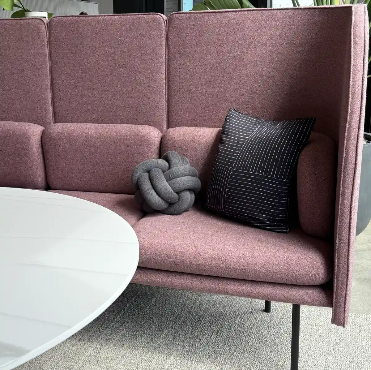 upholstery fabric trend found at Neocon and Design Days - modular seating in purple color