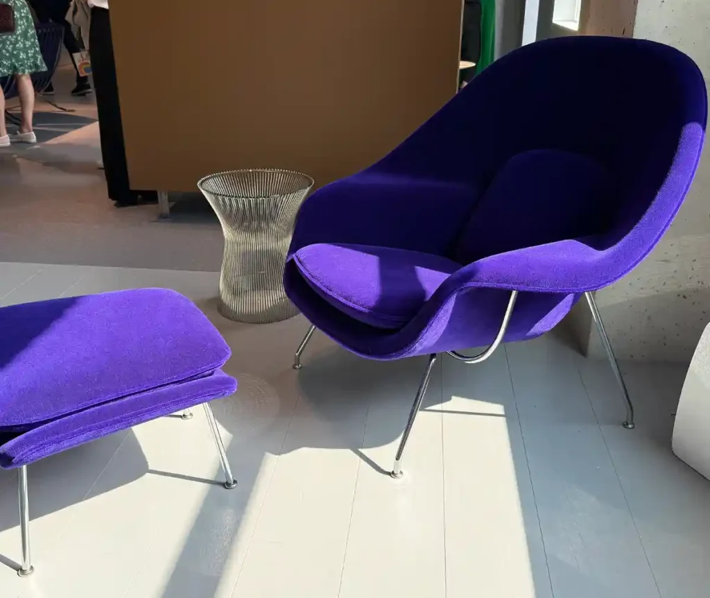 fabric trend color bold purple velvet upholstery fabric seen at Geiger showroom