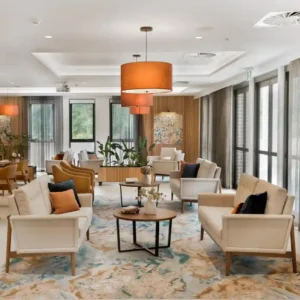 linen performance fabric in a senior living facility design