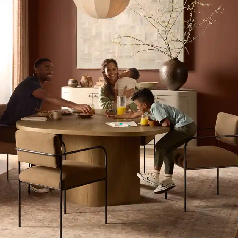 dining room chairs upholstered in performance fabric that is PFAS-free to help keep your family safe from harsh chemicals