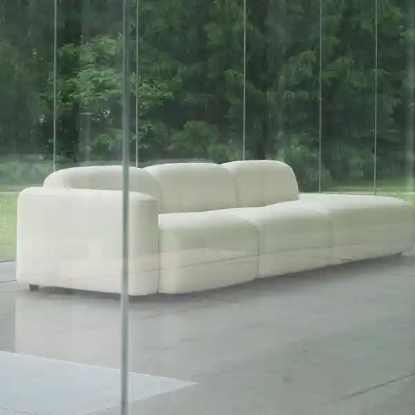 modern white sofa from floyd home upholstered in easy to clean performance fabric