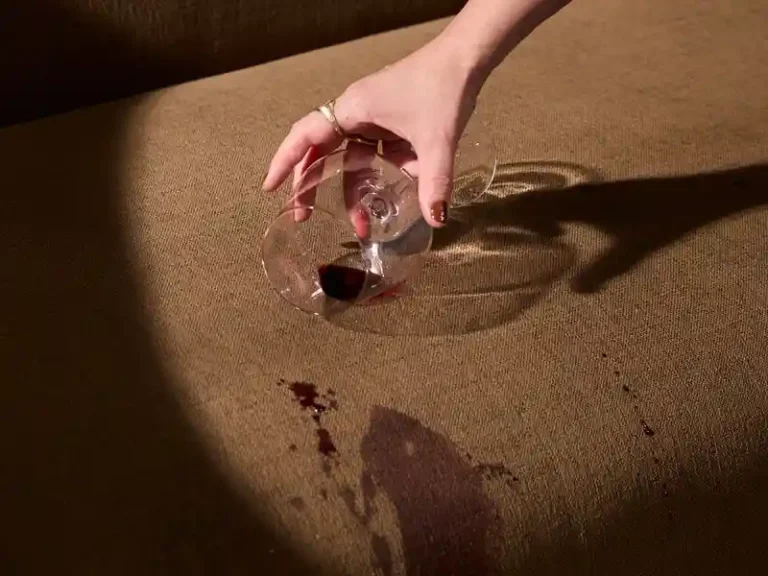 red wine spill on performance fabric