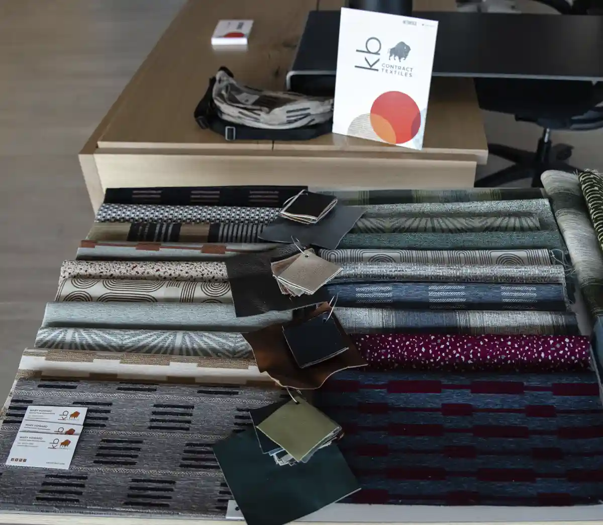 KB Contract displays swatches of Crypton performance fabric