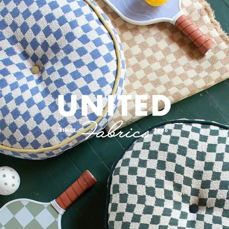 New contract fabric color ways for a checkerboard pattern available at United Fabrics