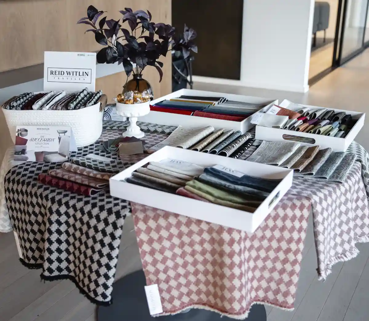 Reid Witlin Textiles displays swatches of Crypton performance fabric