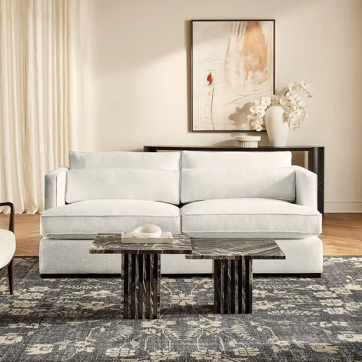 white performance fabric sofa from CB2