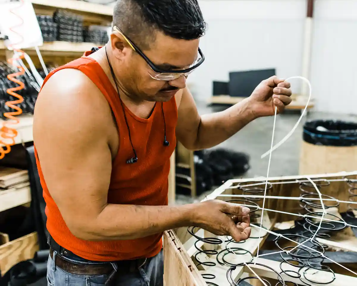 True eight way hand-tied sofas made in the USA at Huntington House