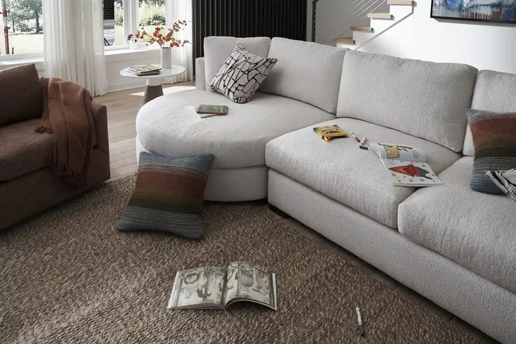 Huntington House Furniture's white performance fabric sofa sectional in a living room