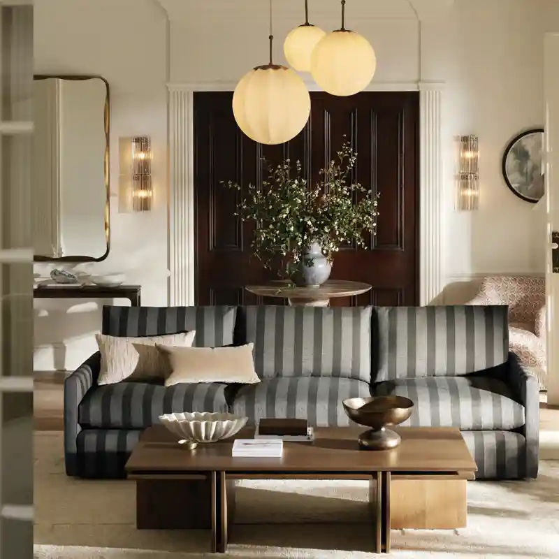 Striped black and green couch - Arhaus Kipton Slim Arm Three-Seat Sofa in Noralina Olive