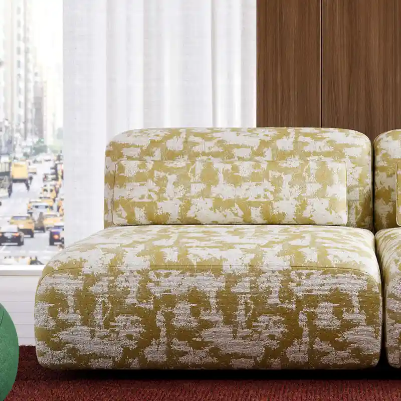 New Designtex contract fabric muted yellow distressed upholstery