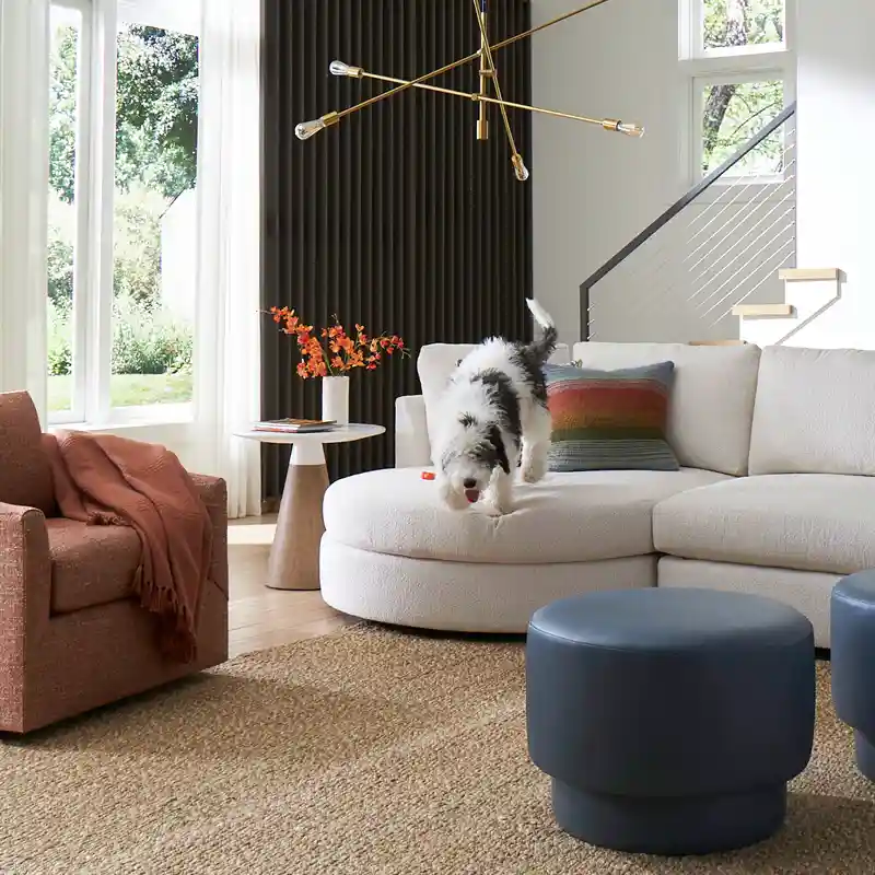 White sectional sofa from Huntington House that is dog-friendly