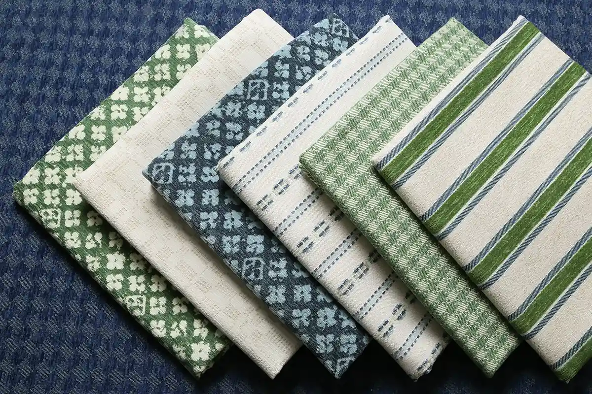 green performance fabric with timeless patterns