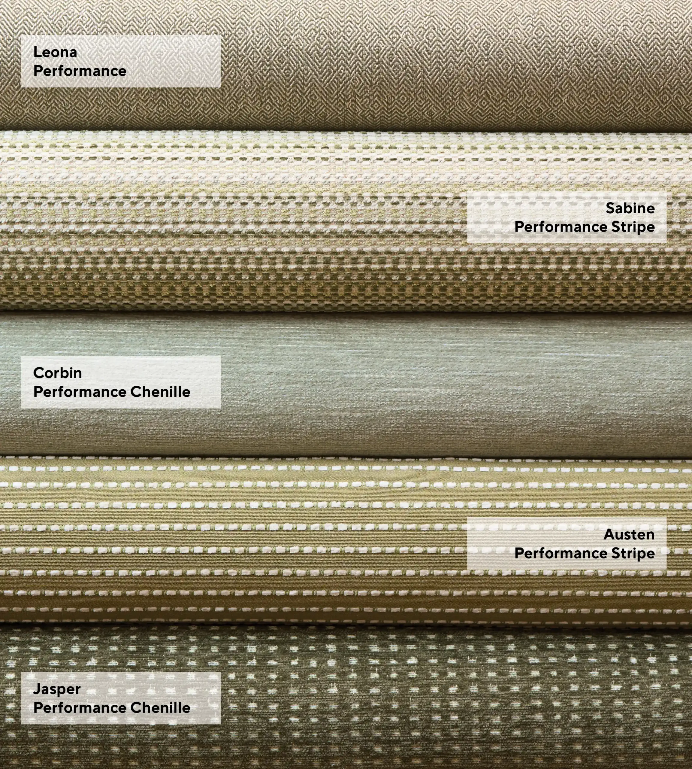 swatches of the new performance fabrics by Crypton at Schumacher
