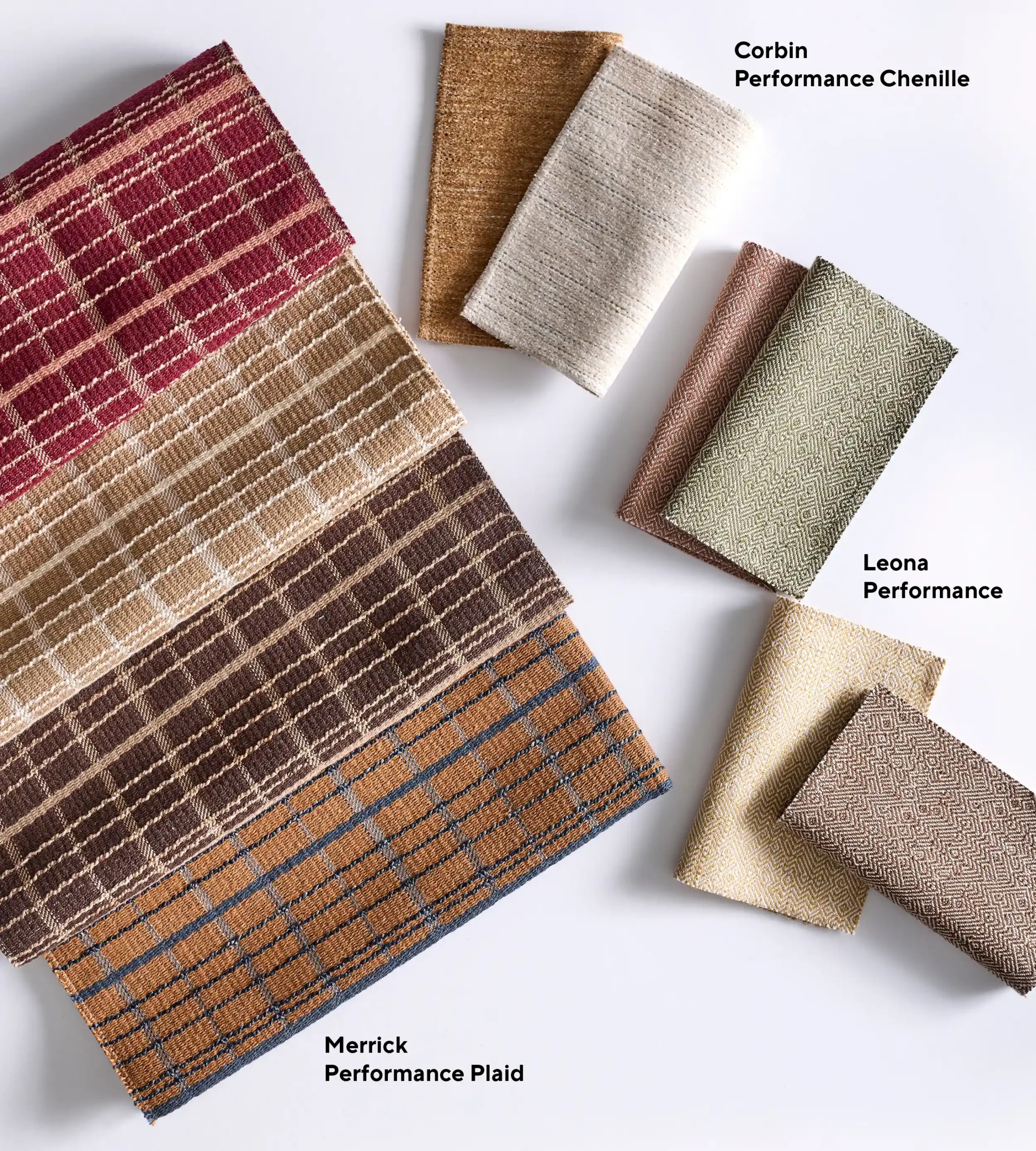 swatches of the new performance fabrics by Crypton at Schumacher