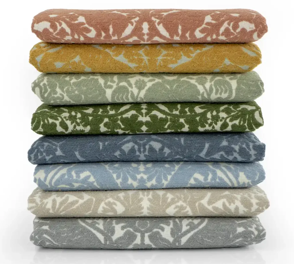 Folklore, a laser cut velvet inspired contract fabric by Crypton available at Burch Fabrics.