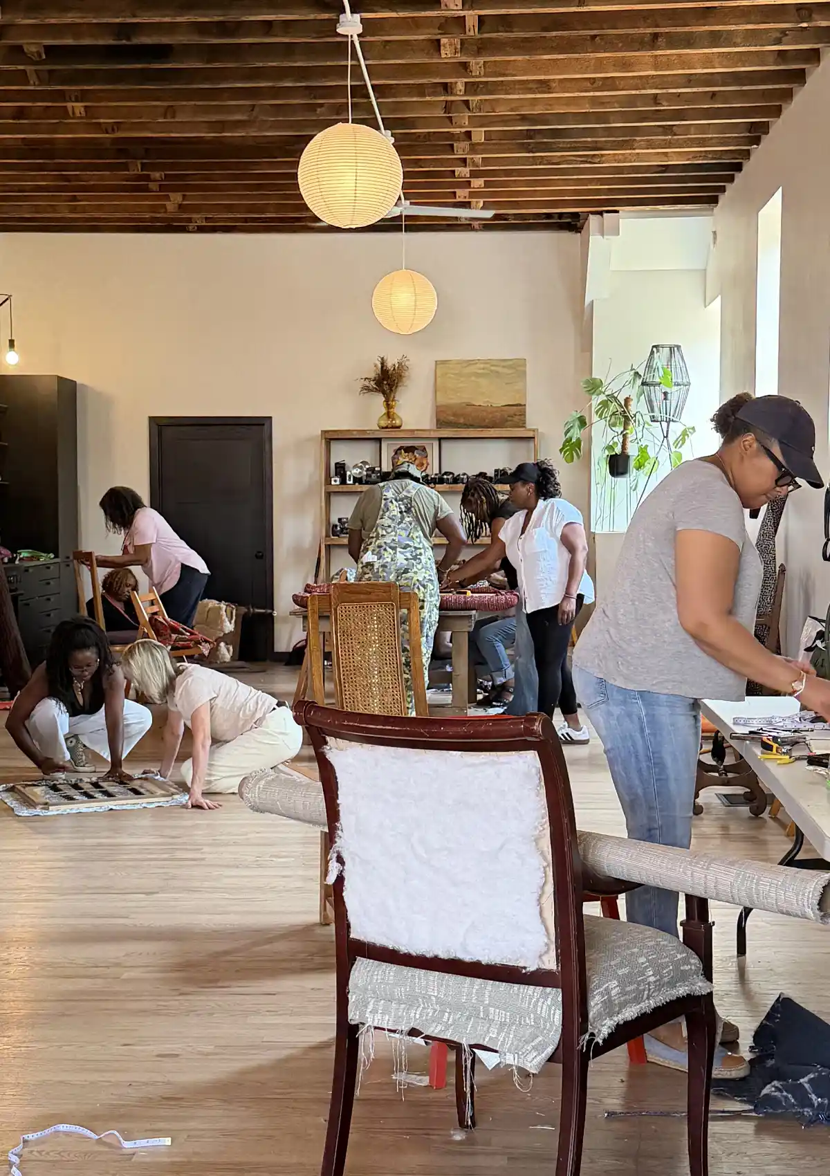 Nicole Crowder upholstery workshop with fabrics from Crypton